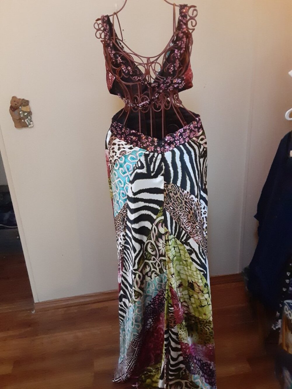 Mori Lee by Madeline Gardner formal sz 6 animal print cutout waist Y2K - Picture 3 of 16